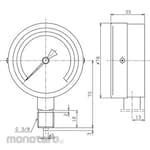 MIGISHITA General Purpose Vacuum Gauge (Star Gauge Phi 75)
