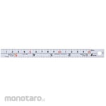 Shinwa Rules Silver Ruler, W Left Base Point, cm Display with Red Numbers, Calibration Certificate Included