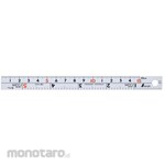 Shinwa Rules Silver Ruler, W Left Base Point, cm Display with Red Numbers, Chinese Calibration Certificate Included
