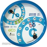 Shinwa Rules Temperature Hygrometer F-2M Environment Management Round Type 10cm Aqua Blue