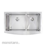 Wasser Double Bowl Handmade Sink with Curve Apron