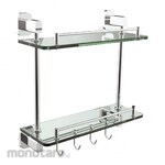 Waterplus Glass Shelf Double with Hook (Clear Glass)