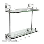 Waterplus Glass Shelf Double with Hook (Clear Glass)