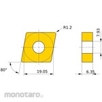 Mitsubishi Materials Coated Carbide Insert for Stainless Steel Turning, MC/MP7100 Series, 80° Diamond Negative, MP7135