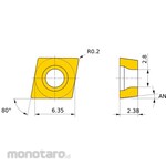 Mitsubishi Materials Coated Carbide Insert for Stainless Steel Turning, MC/MP7100 Series, 80° Diamond Positive, MP7135