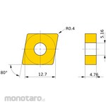 Mitsubishi Materials Coated carbide insert for stainless steel turning, MC/MP7100 series, 80° diamond negative, MC7125