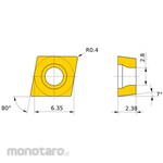 Mitsubishi Materials Coated carbide insert for stainless steel turning, MC/MP7100 series, 80° diamond, positive, MC7115
