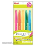 Pentel Brush Touch Sign Pen 5-Color Set (Pulpen Kuas Set)