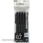 Pentel Calme oil-based ballpoint pen, black barrel, pack of 5