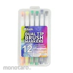 Bazic Spidol Kuas Brush Marker Bolak Balik 12 Warna