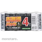 Ohm Electric Manganese dry cell batteries, size D, 4-pack, mercury-free