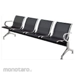 Atria Frontline Gang Chair 4 Seater with Backrest Black