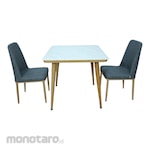 SAPPORO Aquila Meja Makan Set Marmer Persegi