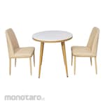 SAPPORO Carsoli Meja Makan Set Marmer Bulat