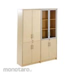 Ichiko Lemari Kantor Lemari Arsip Tinggi Double Pintu Panel Bawah + Pintu Panel Atas + Pintu Atas Kaca Frame Melamine