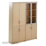INDACHI Lemari Arsip Tinggi Pintu Bawah Panel + Pintu Atas Kaca Frame + Pintu Panel Full
