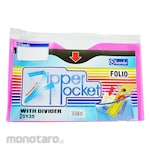 Bambi Map Plastik Zipper Folio F4 dengan Divider