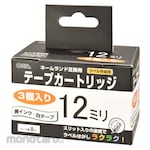 Ohm Electric 12mm Nameland Compatible Tape Cartridge, White with Black Text, 8m, Pack of 3