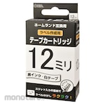 Ohm Electric 12mm Nameland Compatible Tape Cartridge, White with Black Text, 8m