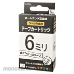 Ohm Electric 6mm Nameland Compatible Tape Cartridge, White with Black Text, 8m