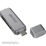 Buffalo USB 3.0 Type-C Card Reader, Direct Insertion for SD Cards, Silver