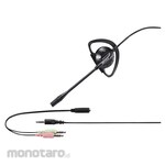 Buffalo Single earhook monaural headset with 4-pole and 3-pole mini plug connections