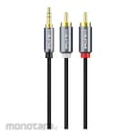 Cabletime Aux Cable to 2 RCA Male Braided