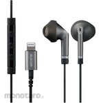 ELECOM Stereo Earphone Semi-Open Type Lightning with Microphone 13.6mm Driver Highly Durable Cable