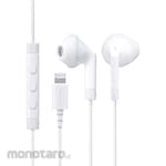 ELECOM Stereo Headphone with Microphone /Semi-Open Type/Lightning/13.6mm Driver/Fast Music/F10I