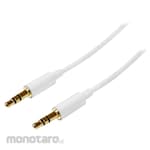 StarTech.com Slim 2x 3.5mm Stereo Mini Plug Cable 3.5mm Stereo Audio Cable (White) Male/Male