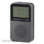 Ohm Electric LCD pocket radio with AM/FM support, backlight, and wide FM.