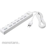 Buffalo 2-pin power strip with centralized and individual switches/6 outlets/1.0m, white