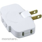 ELPA (Asahi Electric) 3 Corner Tap Thin Outlet Expansion 180 Deg Angle Adjustment Plug Direct Insertion White