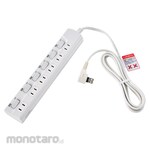 ELPA (Asahi Electric) Runless switch strip, energy-saving, non-illuminating individual switches, tracking fire resistant urea resin, neat wiring, L-shaped plug, protective insulation to prevent breakage