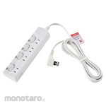 ELPA (Asahi Electric) Runless switch strip, energy-saving, non-illuminating individual switches, tracking fire resistant urea resin, neat wiring, L-shaped plug, protective insulation to prevent breakage