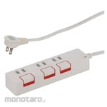 Ohm Electric 3 power taps with lampless individual switches, lightning guard