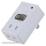 Ohm Electric Power tap with LED central switch, 2 outlets, lightning guard, with anti-tracking insulating cover
