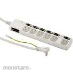 Ohm Electric Power tap with breaker, compatible with 3-pin plug, with ground, lightning guard, 6 mouths, 1.8m