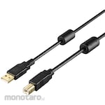 Buffalo USB 2.0 A to B cable with ferrite core, 1.0m, black