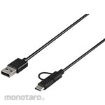 Buffalo USB2.0 Cable A-microB+Type-C 0.5m Black