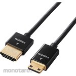 ELECOM HDMI cable mini HDMI-HDMI 4K compatible Super slim For digital cameras Black