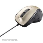 Buffalo Wired BlueLED Optical Mouse, Silent, 5 Buttons, DPI Switching Button, Gold