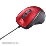 Buffalo Wired BlueLED Optical Mouse, Silent, 5 Buttons, DPI Switching Button, Red