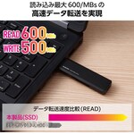 ELECOM External SSD, USB 3.2 Gen 2, Read Speed up to 600MB/s, Compact, Portable, Slide-out Design, Shockproof, Compatible with Type-C and USB-A