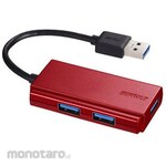 Buffalo USB 3.0 Bus-Powered 3-Port Hub, Red