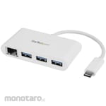 StarTech.com 3-port USB 3.0 hub with Gigabit wired LAN adapter USB Type-C connection USB 3.0 hub with wired LAN adapter