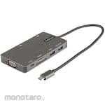 StarTech.com Multiport adapter/USB-C connection/Single monitor/HDMI or VGA/100W PD/USB hub/SD & MicroSD card reader/Wired LAN
