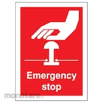 RS PRO Vinyl Red Safe Conditions Label Emergency Stop English