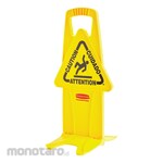 Rubbermaid Multilingual "Caution" Stable Safety Sign 2 Sided (Rambu Peringatan / Safety Sign)