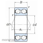 NSK Double Row Angular Contact Ball Bearing 5200 Series Both Sides Steel Plate Shield Type (Laher)